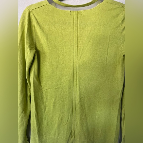 Sak's Fifth Avenue Lemon Lime V Neck Silk & Cashmere Sweater Women's Size S - Picture 4 of 13